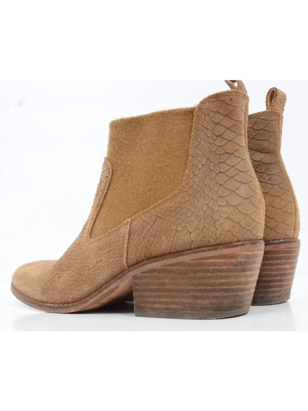 Crown Vintage Giancita Women’s 7.5 Leather/Wool Snake‎ Print Ankle Boots Bootie